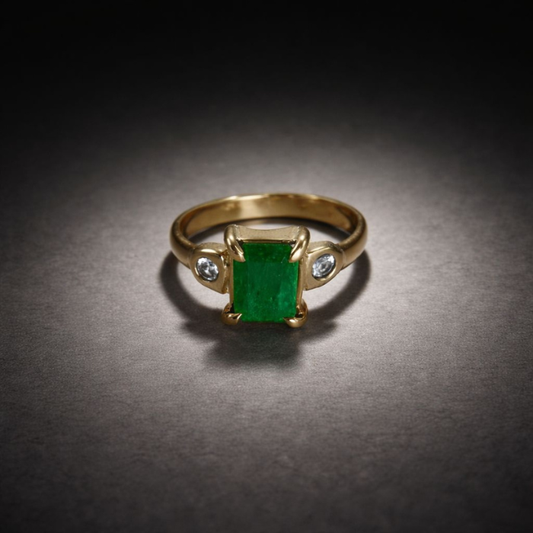 Anillo esmeralda y diamantes