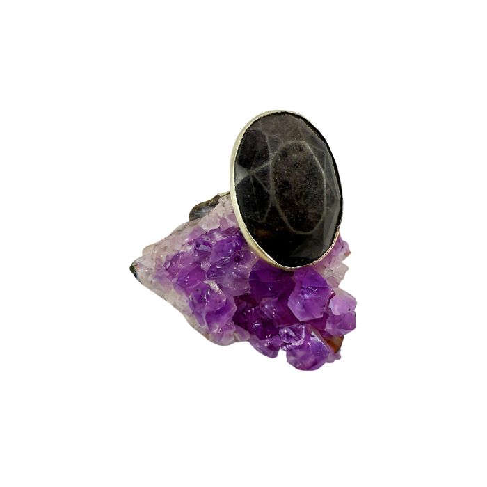 Anillo calado con piedra onix