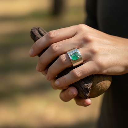 Anillo Esmeralda rustica