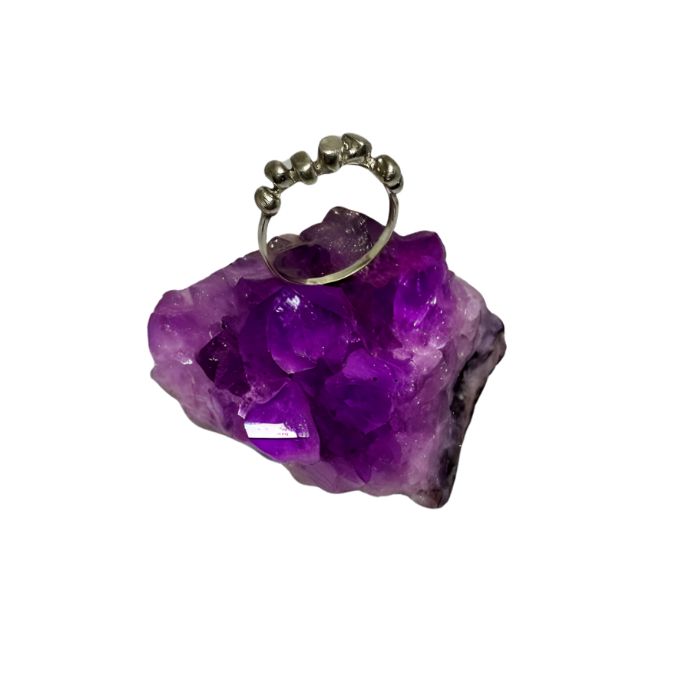 Anillo burbuja granalla de plata