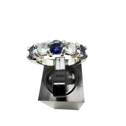 Anillo zafiro con circones