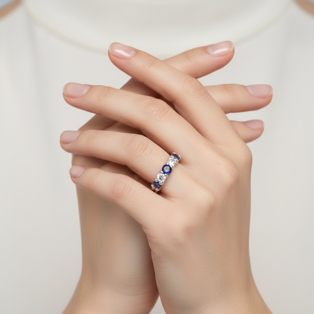 Anillo zafiro con circones