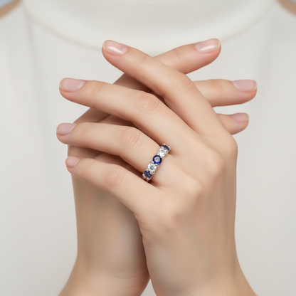 Anillo zafiro con circones