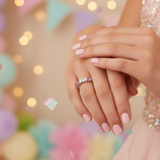 Anillo flor de oro y circon