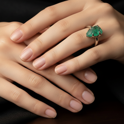 Anillo esmeralda plata 950